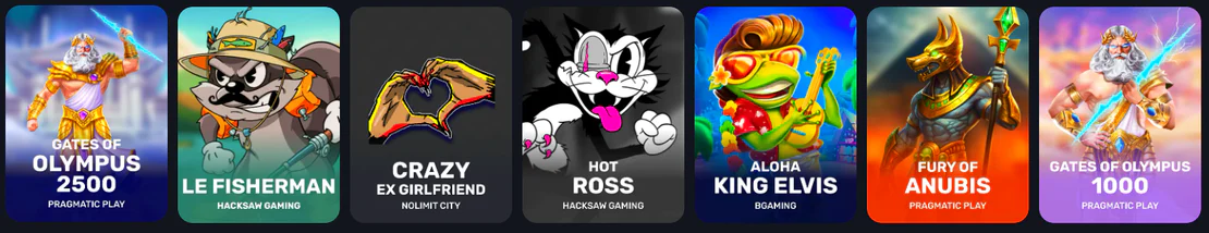 Bitkingz Casino gokkasten waaronder Gates of Olympus 2500, Le Fisherman, Crazy Ex Girlfriend, Hot Ross, Aloha King Elvis, Fury of Anubis en Gates of Olympus 1000